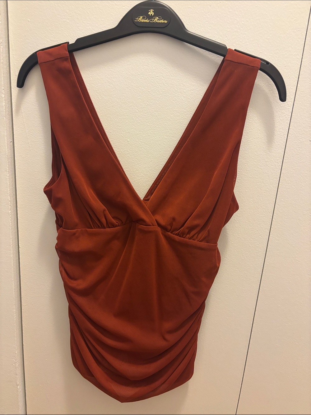 Anthropologie Rust Ruched V-Neck Camisole